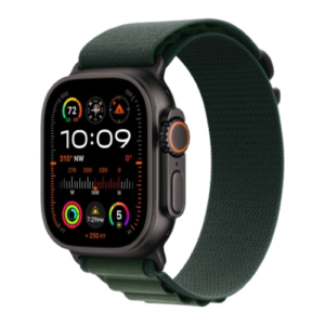 Apple Watch Ultra 2 49mm Black Titanium Case with Dark Green Alpine Loop (Medium) 2024 (MX4R3)