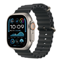 Apple Watch Ultra 2 49mm Natural Titanium Case with Black Ocean Band 2024 (MYT03/ MXTL3)