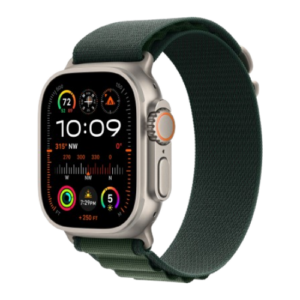 Apple Watch Ultra 2 49mm Natural Titanium Case with Dark Green Alpine Loop (Large) 2024 (MXMW3)
