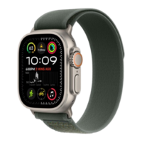 Apple Watch Ultra 2 49mm Natural Titanium Case with Green Trail Loop S/M 2024 (MXTN3)