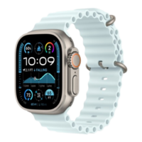 Apple Watch Ultra 2 49mm Natural Titanium Case with Ice Blue Ocean Band 2024 (MYT03/ MXTF3)