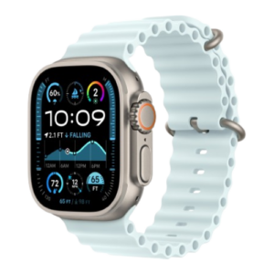 Apple Watch Ultra 2 49mm Natural Titanium Case with Ice Blue Ocean Band 2024 (MYT03/ MXTF3)
