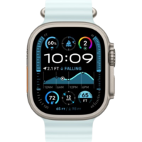 Apple Watch Ultra 2 49mm Natural Titanium Case with Ice Blue Ocean Band 2024 (MYT03/ MXTF3)