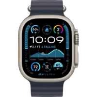 Apple Watch Ultra 2 49mm Natural Titanium Case with Navy Ocean Band 2024 (MX4D3)