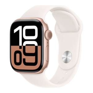 Apple Watch Series 10 GPS 46mm Rose Gold Aluminium Case with Light Blush Sport Band - M/L (MWWU3)