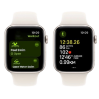 Apple Watch Series SE 2024 GPS 40mm Starlight Aluminium Case with Starlight Sport Band – S/M (MXEF3)