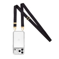 Aiva Clear – Wide Black (Gold) Strap Set for iPhone 17