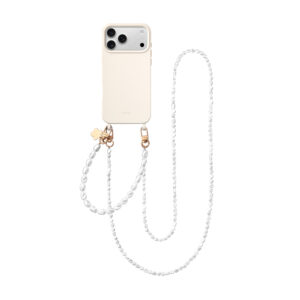 Aiva White Chalk Emily – Baroque Pearl Strap Gold Set for iPhone 17 Air
