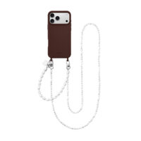 Aiva Earth Brown Emily – Baroque Pearl Strap Silver Set for iPhone 17