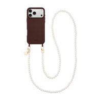 Aiva Earth Brown – Classic Round Pearl Chain Gold Set for iPhone 17 Pro Max
