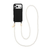 Aiva Black – Classic Round Pearl Chain Gold Set for iPhone 17 Pro Max