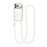 Aiva Clear – Baroque Pearl Strap Silver Set for iPhone 17